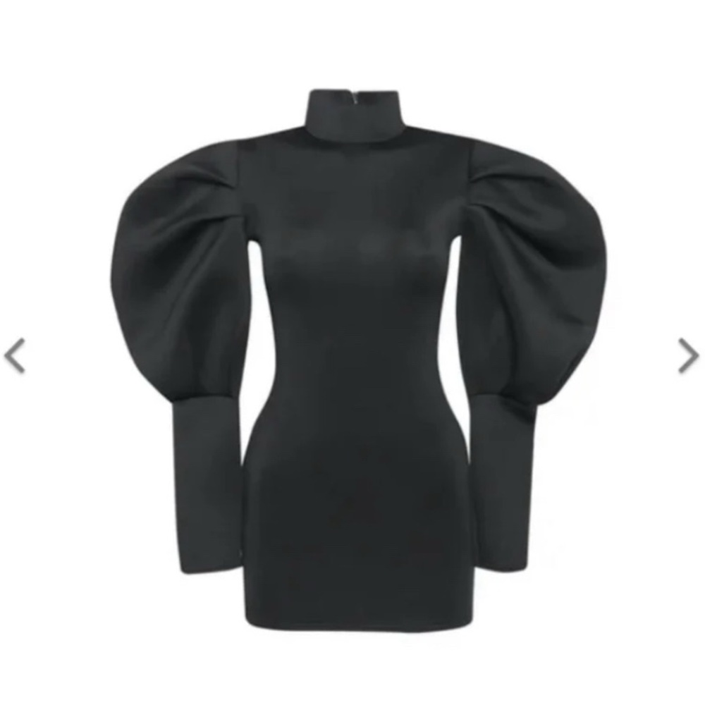 Forever Unique Scuba Mini Dress With Puff Sleeve